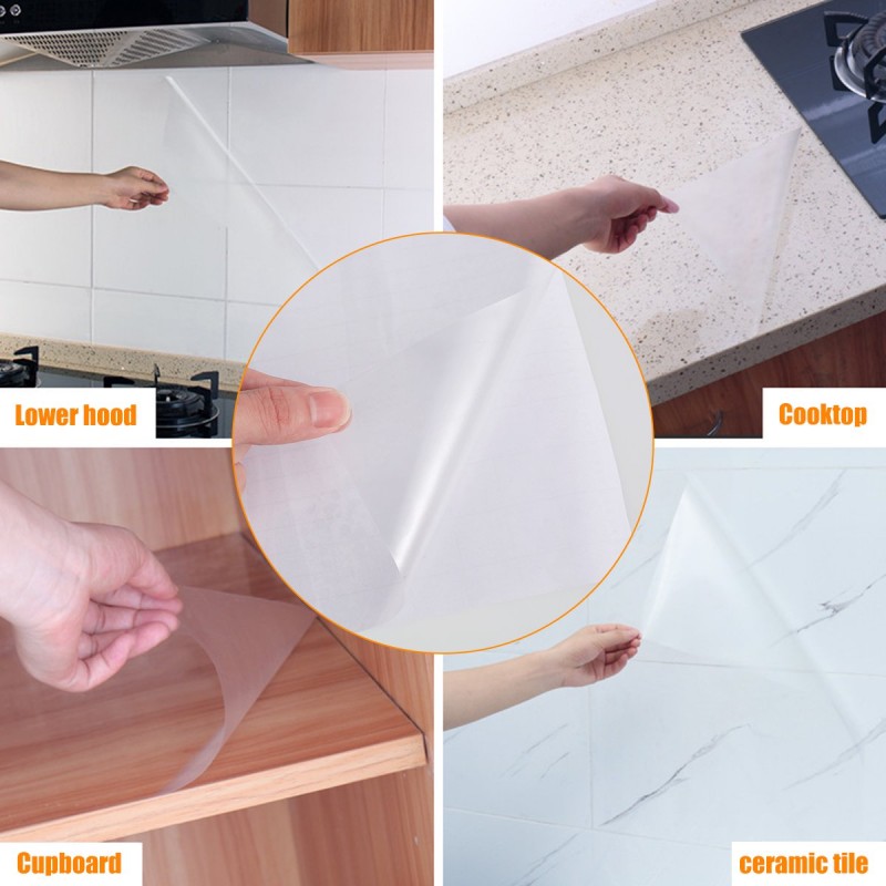 Transparent Oil Proof Kitchen Backsplash Protector Wall Sticker, Dining Room Wallpaper, Table Protector Large