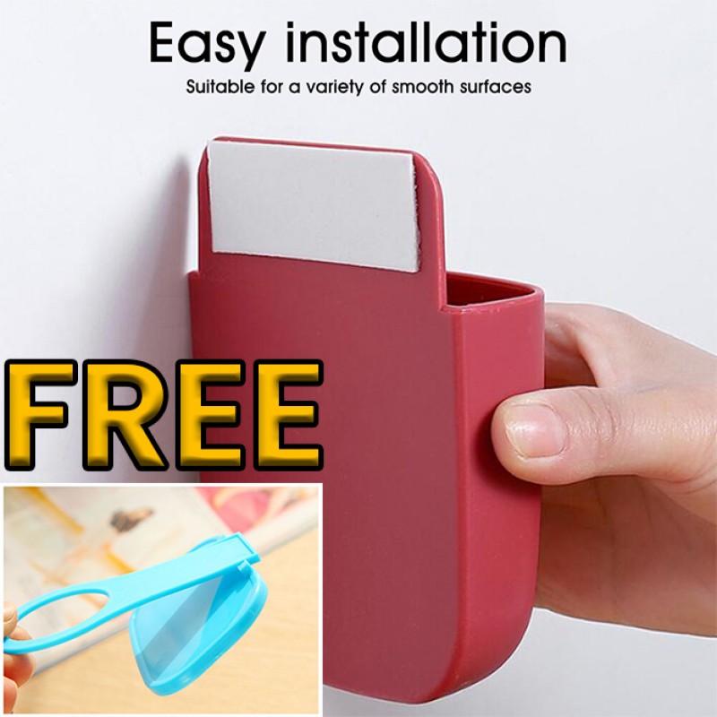 Wall Mounted Storage Box Remote Control Mobile Phone Plug Holder Stand ...