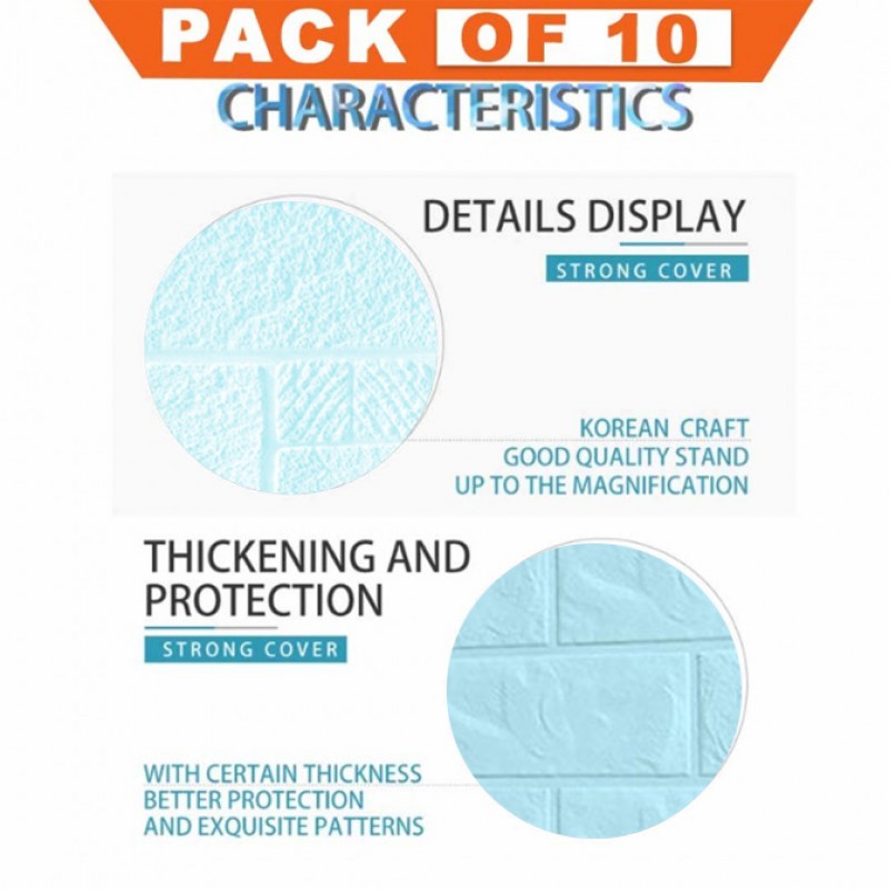 Foam 3D Wallpaper Sticker Cyan Pack Of 10