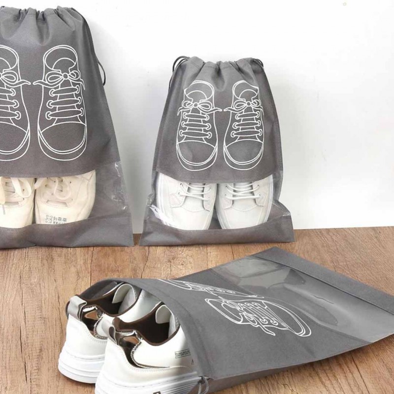 Shoes Drawstring Storage Bag Non-woven Travel Portable Bag Pack Of 30 