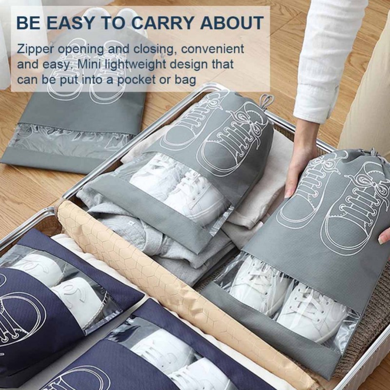 Shoes Drawstring Storage Bag Non-woven Travel Portable Bag Pack Of 30 