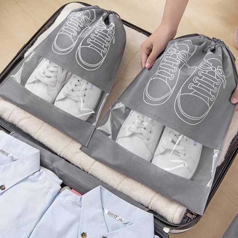 Shoes Drawstring Storage Bag Non-woven Travel Portable Bag Pack Of 40