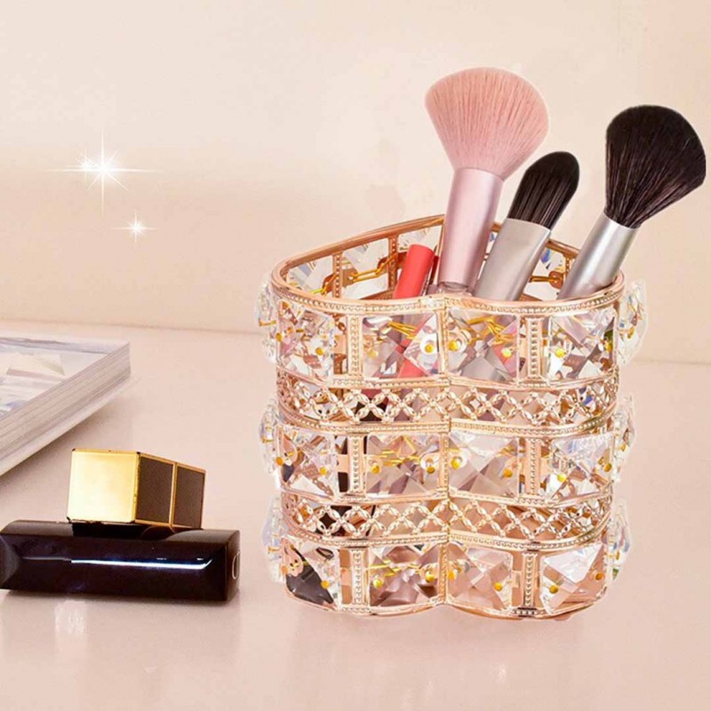 Crystal Makeup Brush Storage Box Heart Shape Pack of 02