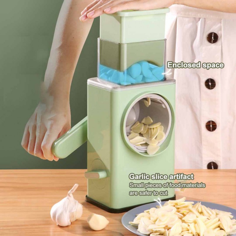 Heavy-Duty 4-in-1 Manual Round Mandoline Slicer  Effortless Slicing