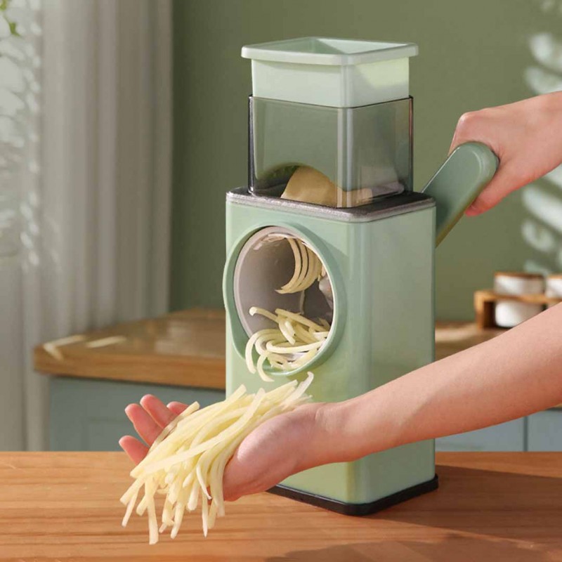 Heavy-Duty 4-in-1 Manual Round Mandoline Slicer  Effortless Slicing