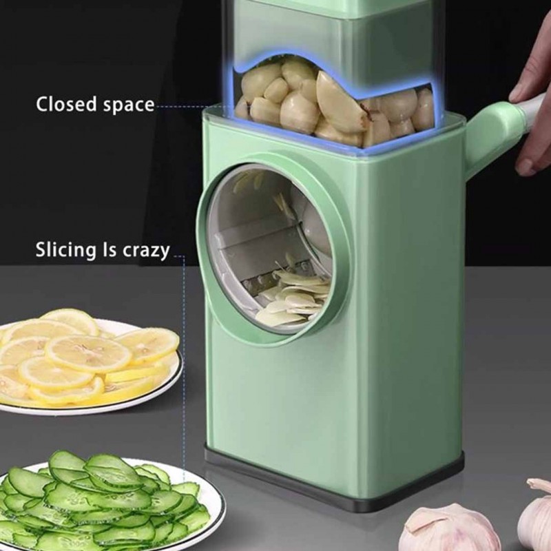 Heavy-Duty 4-in-1 Manual Round Mandoline Slicer  Effortless Slicing