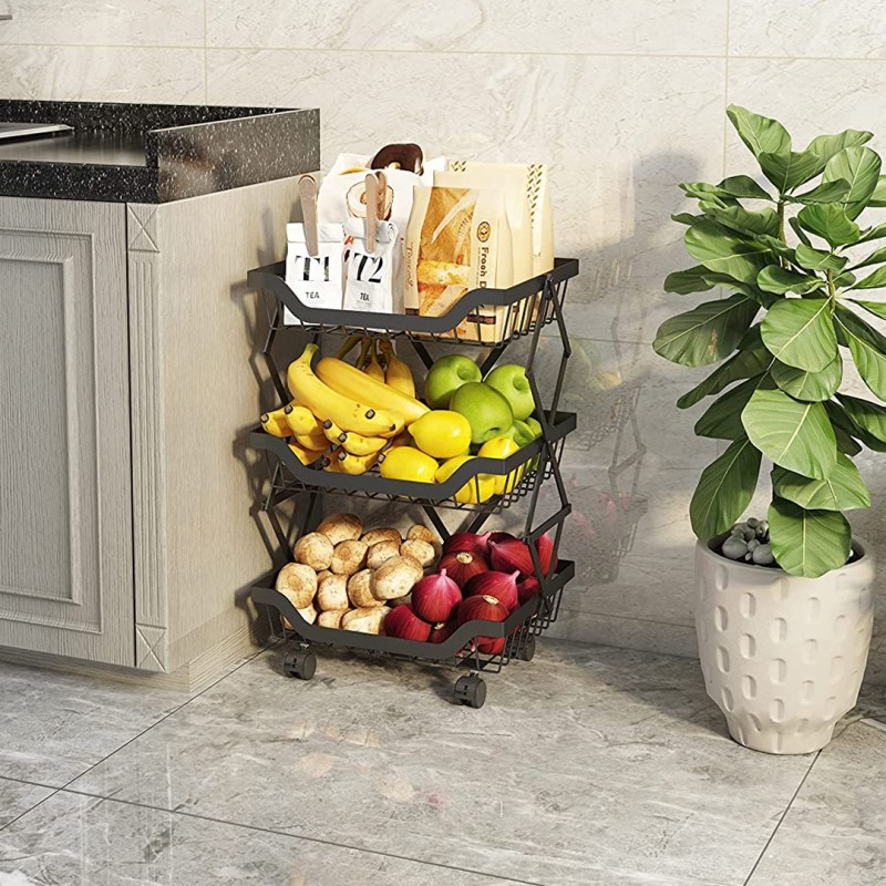 Adjustable 3Layer Storage Trolley Shelf Bathroom Kitchen Organizer Cart Rack