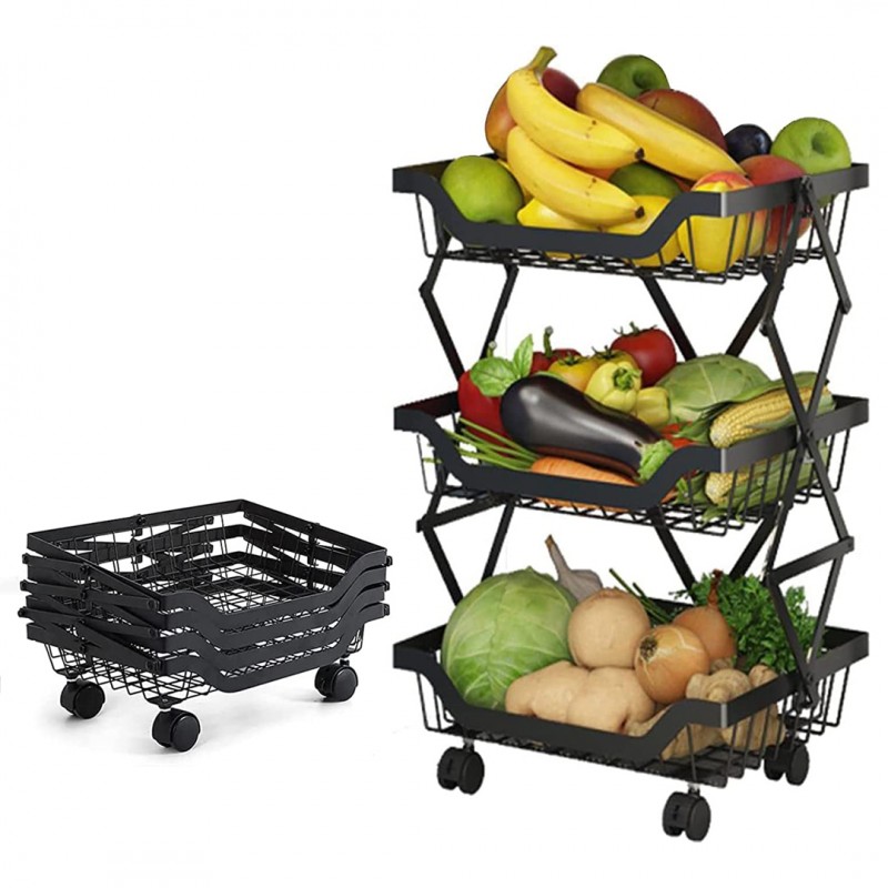Adjustable 3Layer Storage Trolley Shelf Bathroom Kitchen Organizer Cart Rack