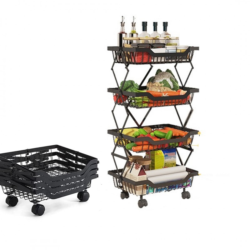 Adjustable 4 Layer Storage Trolley Shelf Bathroom Kitchen Organizer Cart Rack