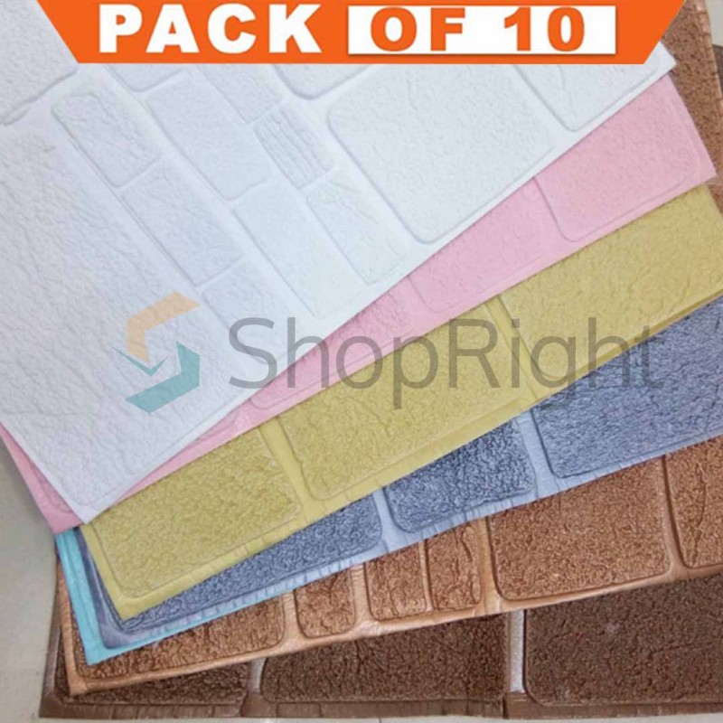 Foam 3D Wallpaper Sticker Pack Of 10