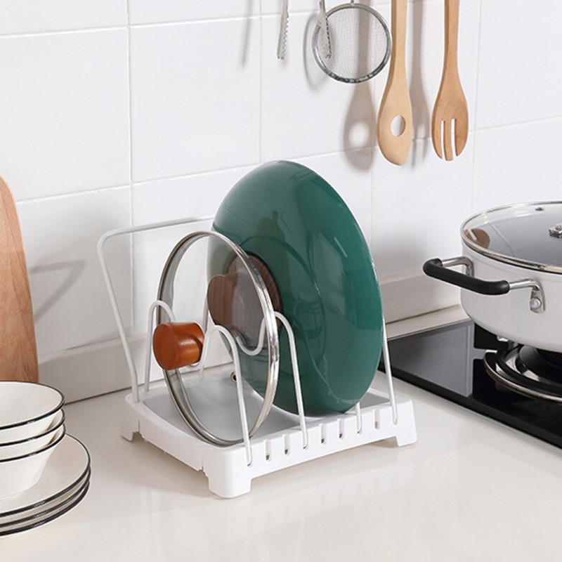 Household Pot Lid Storage Rack Cooking Dish Pan Cover Holder Pack Of 02