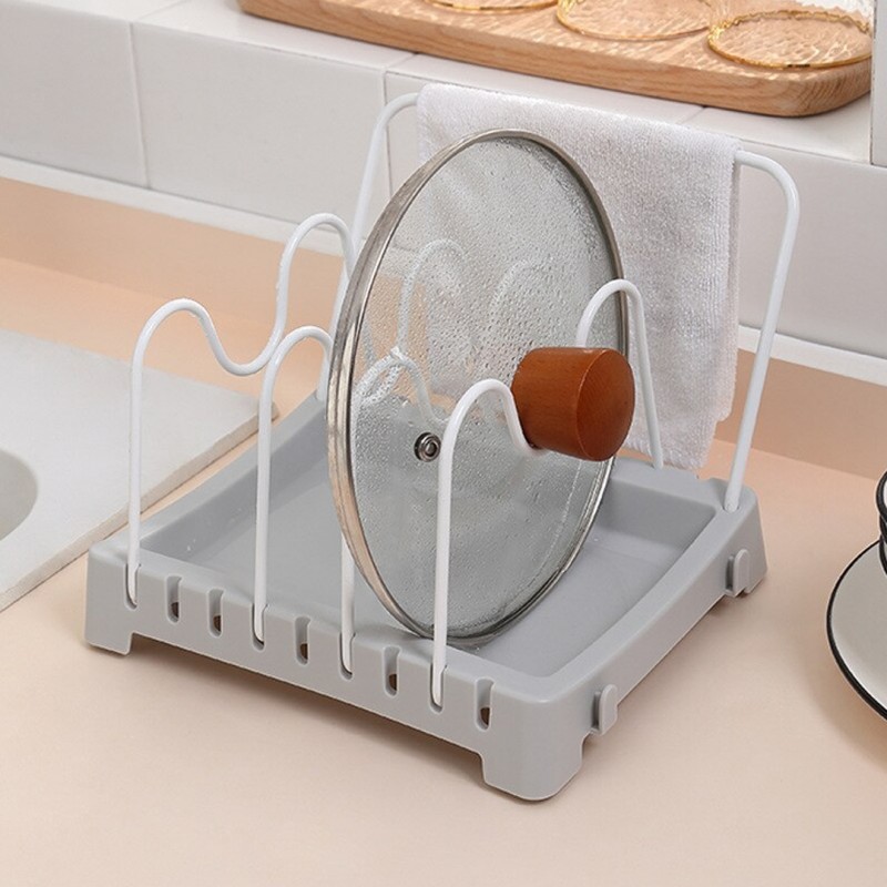 Household Pot Lid Storage Rack Cooking Dish Pan Cover Holder Pack Of 02