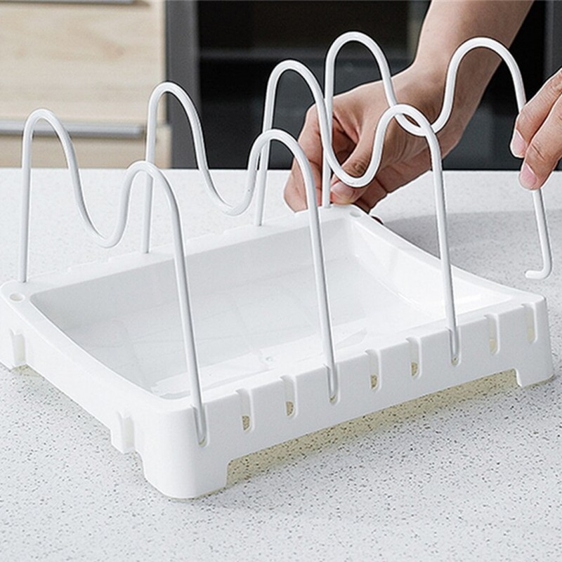 Household Pot Lid Storage Rack Cooking Dish Pan Cover Holder Pack Of 02