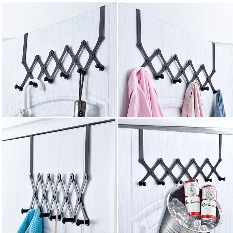 4 Hooks Stainless Steel Over The Door Hanger Coat Towel Storage Hanging Rack Pack Of 02