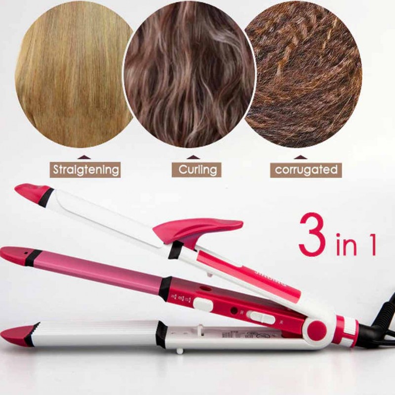 3-in-1 Ceramic Hair Curling Iron & Hair Straighteners