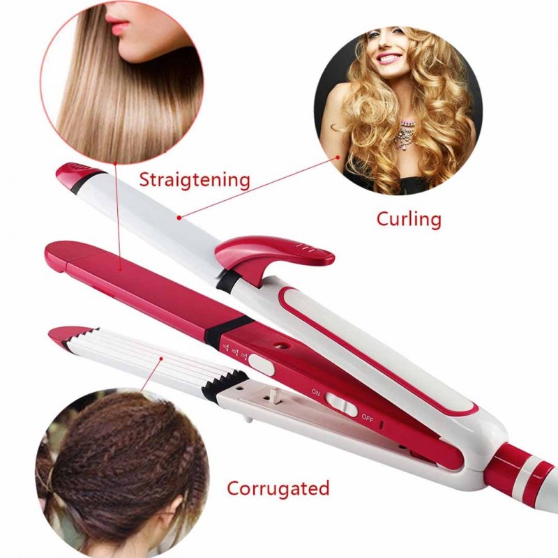 3-in-1 Ceramic Hair Curling Iron & Hair Straighteners