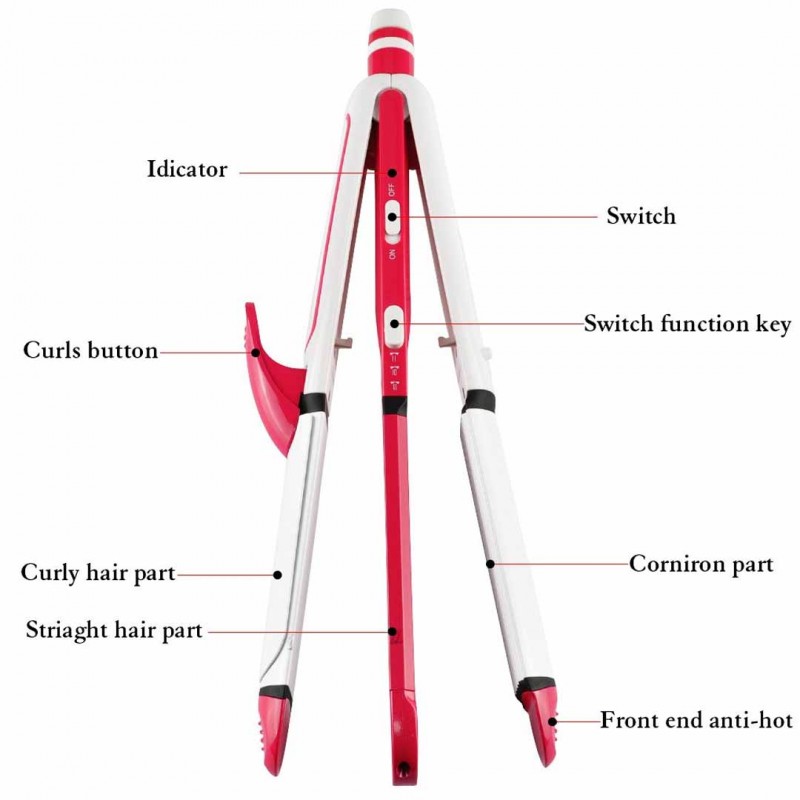 3-in-1 Ceramic Hair Curling Iron & Hair Straighteners