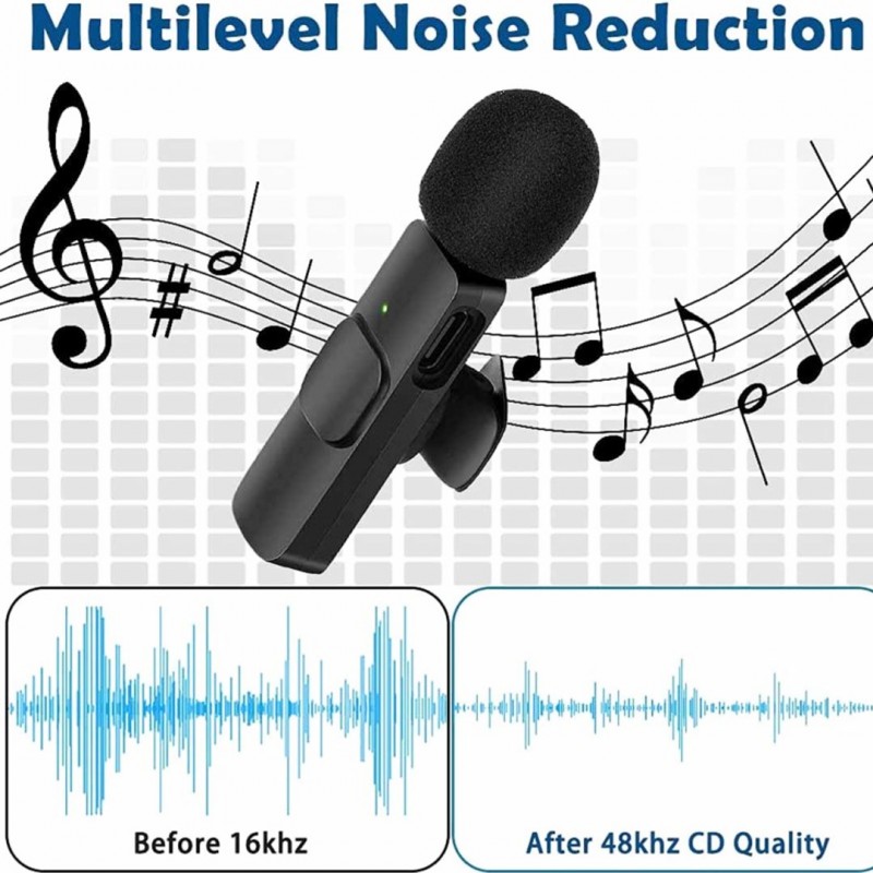 K11 2 IN 1 Collar Wireless Microphone For Type C & Iphone