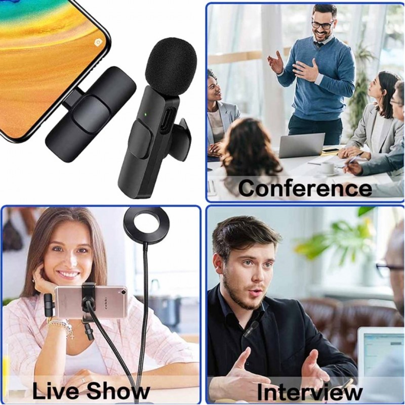 K11 2 IN 1 Collar Wireless Microphone For Type C & Iphone
