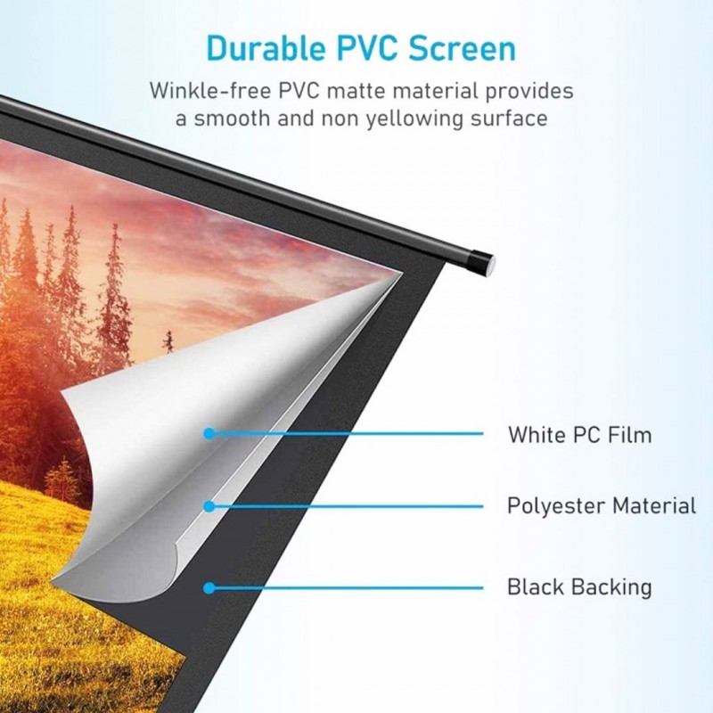 Projector Screen 120 Inch Manual 6x8 Feet 4:3mw (Fine Quality)