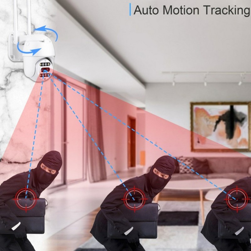 Wifi Dural Lens Outdoor Ptz Camera With 10x Zoom 2mp Carecam App With Power Adaptor