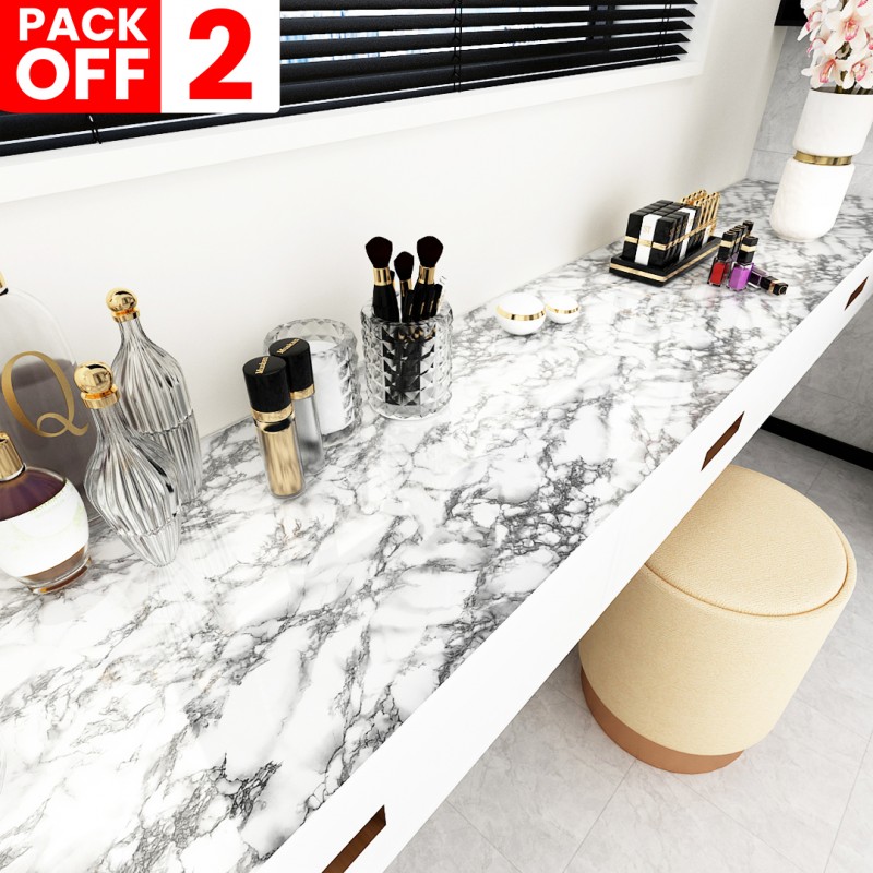Grey Marble Self Adhesive Wallpaper Pack Of 02