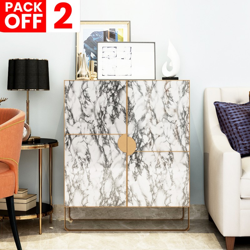 Grey Marble Self Adhesive Wallpaper Pack Of 02