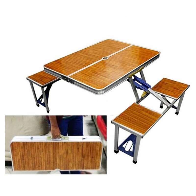 Portable Picnic Table And Chair Wooden Style