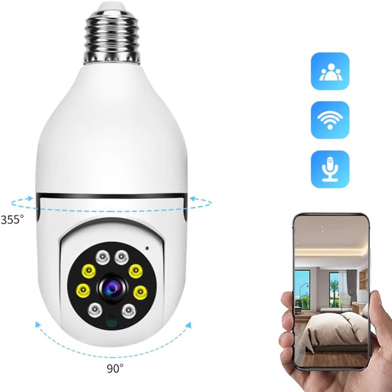 Mini HD Bulb Camera With 360 Degree PTZ Function