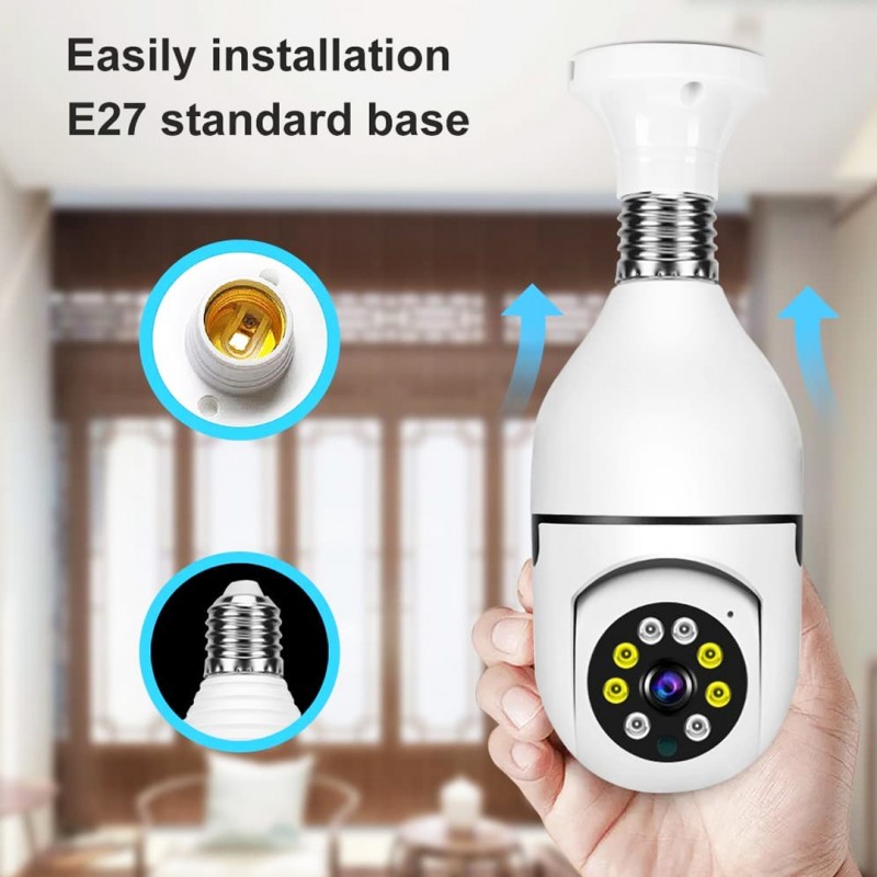 Mini HD Bulb Camera With 360 Degree PTZ Function