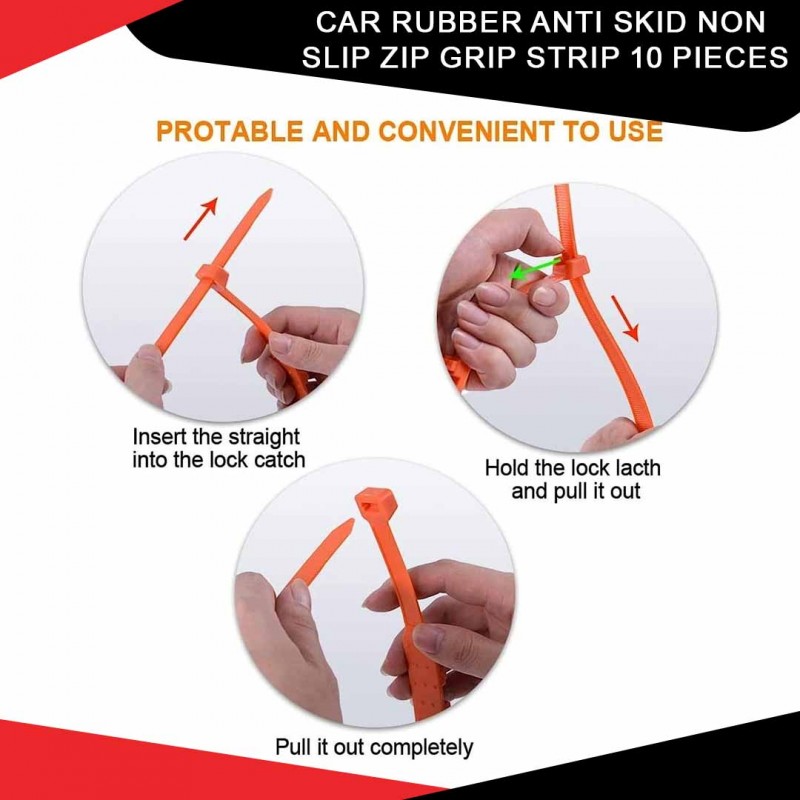 Car Rubber Anti Skid Non Slip Zip Grip Strip Pack Of 10