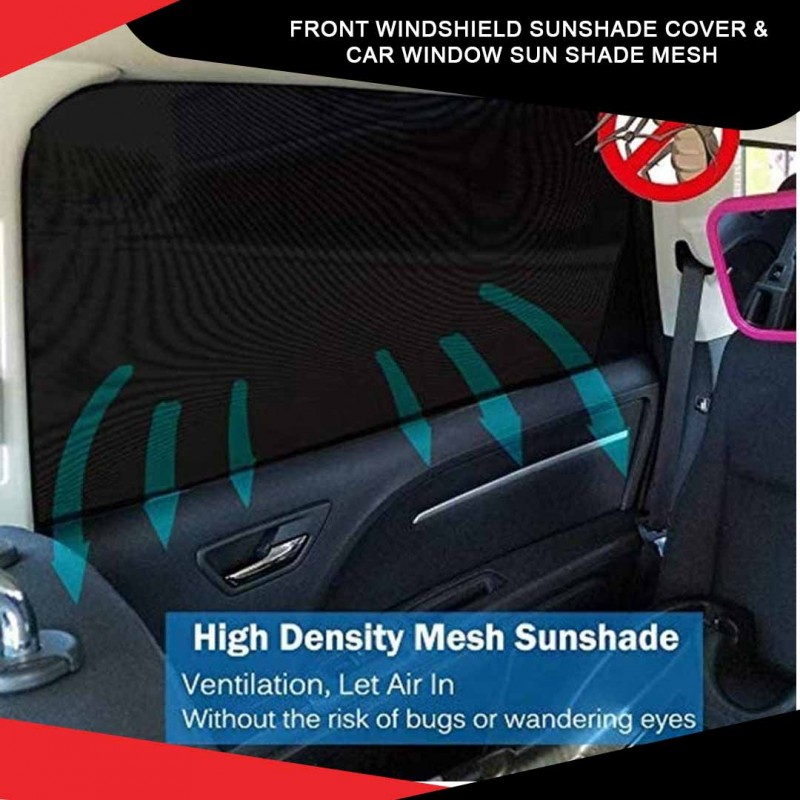 Front Windshield Sunshade Cover &  Car Window Sun Shade Mesh Pack Of 02