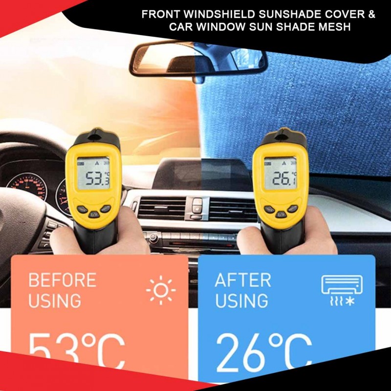 Front Windshield Sunshade Cover &  Car Window Sun Shade Mesh Pack Of 02