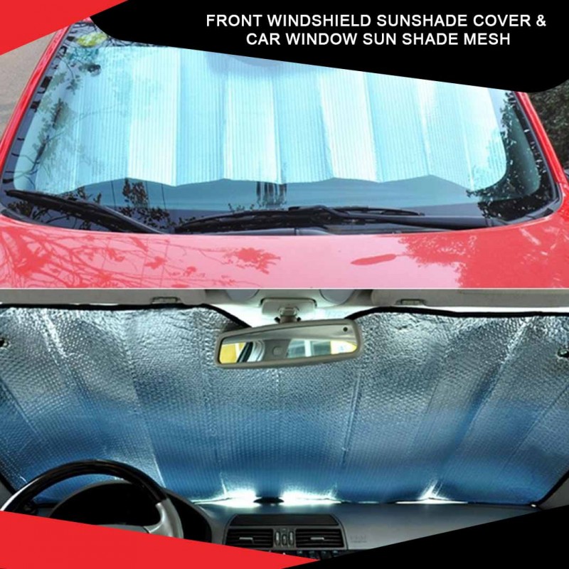 Front Windshield Sunshade Cover &  Car Window Sun Shade Mesh Pack Of 02