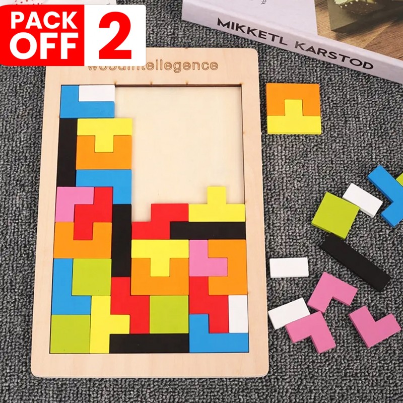 Wooden Tetris Tangram Puzzle Pack of 2