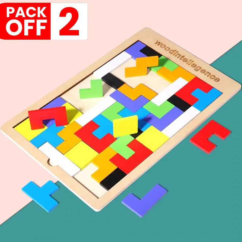 Wooden Tetris Tangram Puzzle Pack of 2