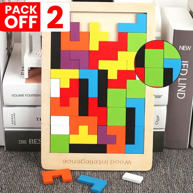 Wooden Tetris Tangram Puzzle Pack of 2