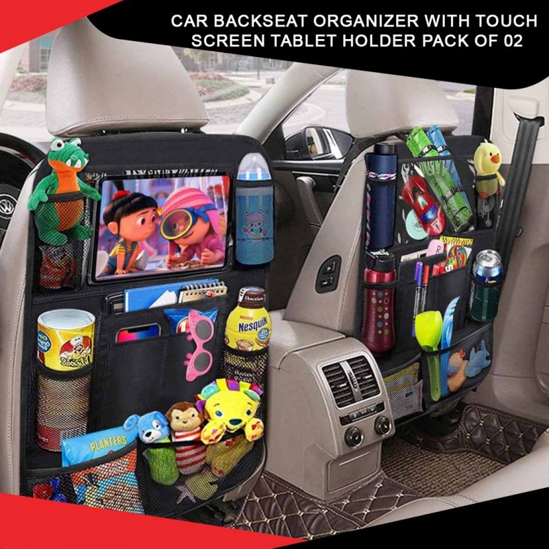 Car Backseat Organizer With Touch Screen Tablet Holder Pack Of 02