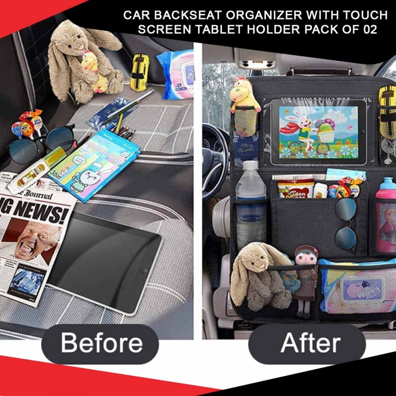 Car Backseat Organizer With Touch Screen Tablet Holder Pack Of 02