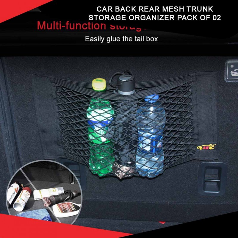 Car Back Rear Mesh Trunk Storage Organizer Pack Of 02