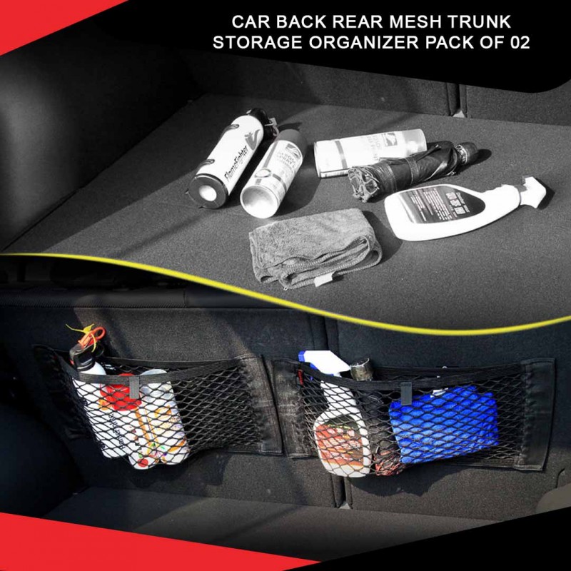 Car Back Rear Mesh Trunk Storage Organizer Pack Of 02