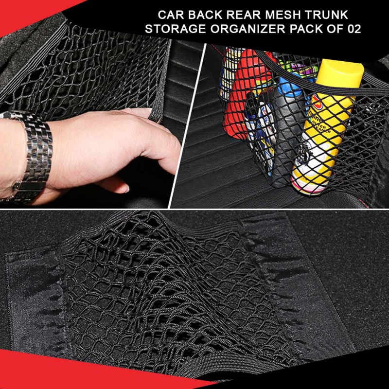 Car Back Rear Mesh Trunk Storage Organizer Pack Of 02
