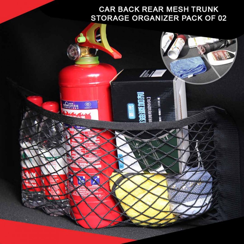 Car Back Rear Mesh Trunk Storage Organizer Pack Of 02