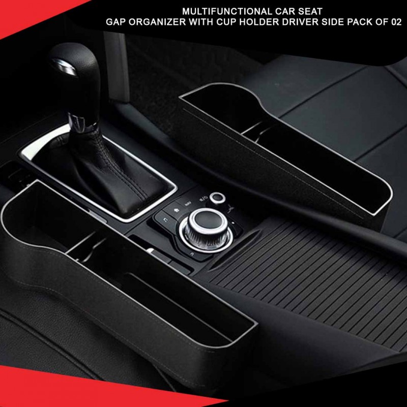 Multifunctional Car Seat Gap Organizer With Cup Holder Driver Side Pack Of 02