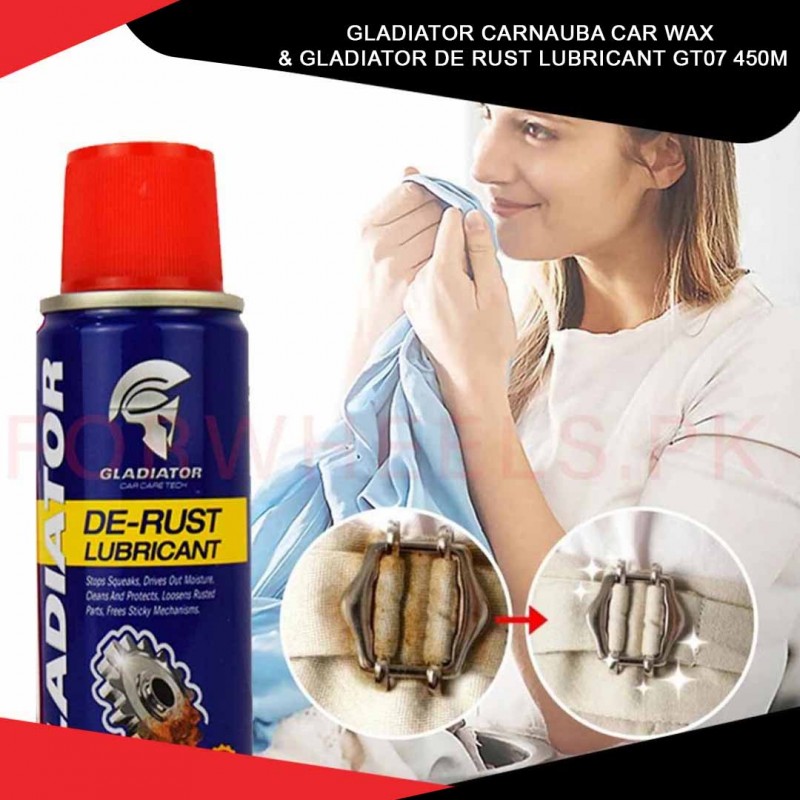 Gladiator Carnauba Car Wax  & Gladiator De Rust Lubricant Gt07 450m Pack Of 02