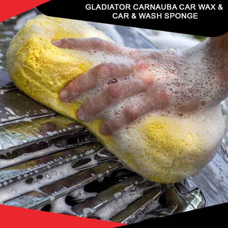 Gladiator Carnauba Car Wax & Wash Sponge Pack Of 02
