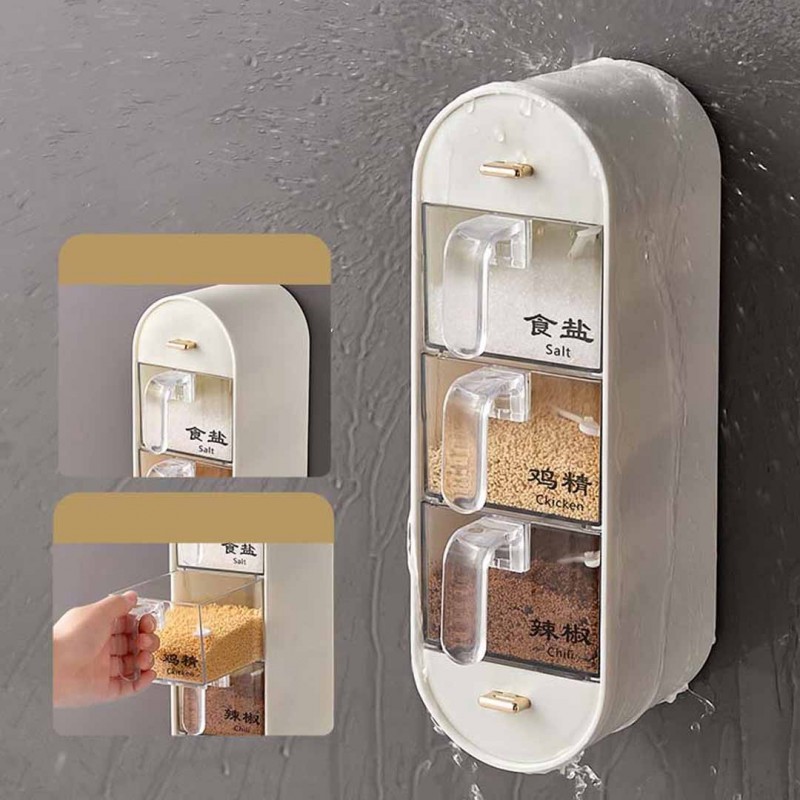 5 Tier Wall Mounted Seasoning Box for Organized Kitchen Storage
