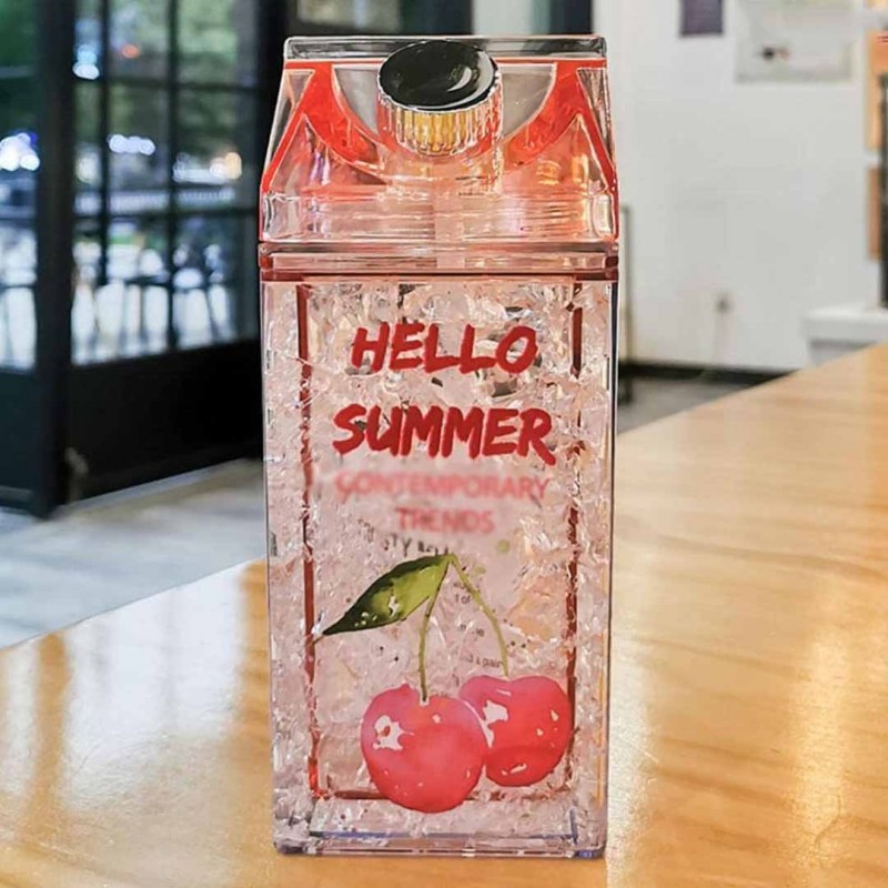 Hello Summer Straw Fashion Ice Fruit Water Bottle