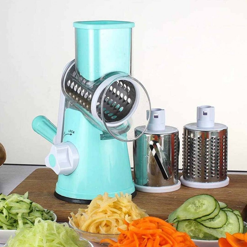 3 Blade Rotary Cheese Vegetable Slicer Effortless Food Preparation