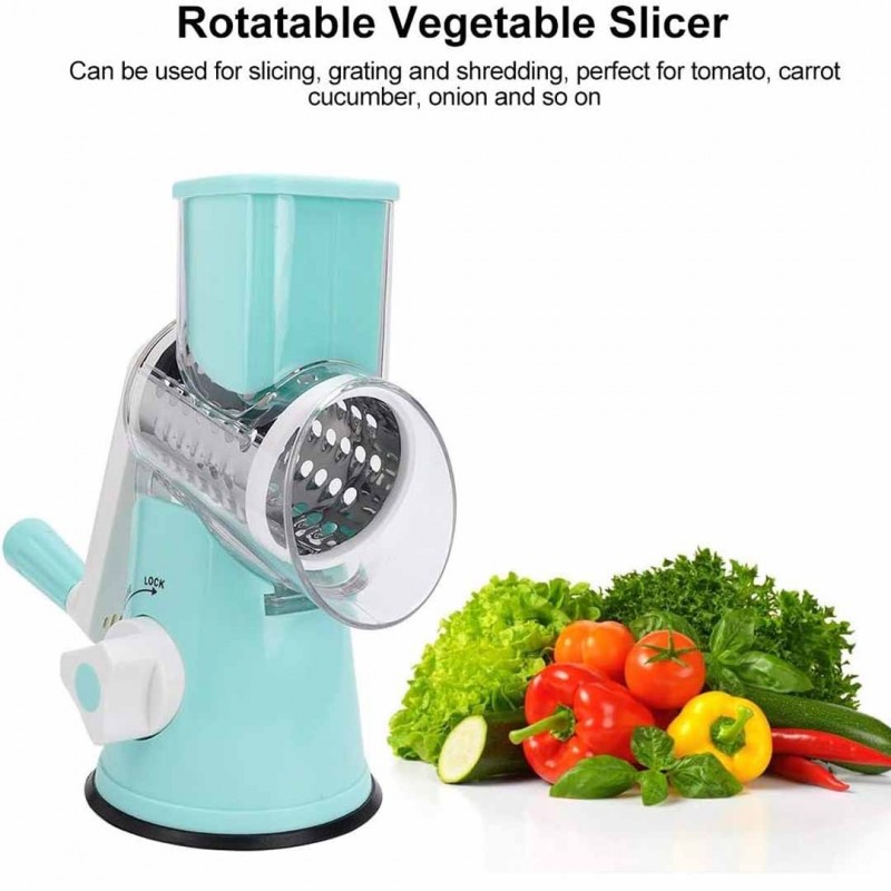 3 Blade Rotary Cheese Vegetable Slicer Effortless Food Preparation